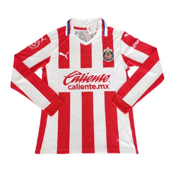 Camiseta Chivas 1ª Kit ML 2020 2021 Rojo Blanco